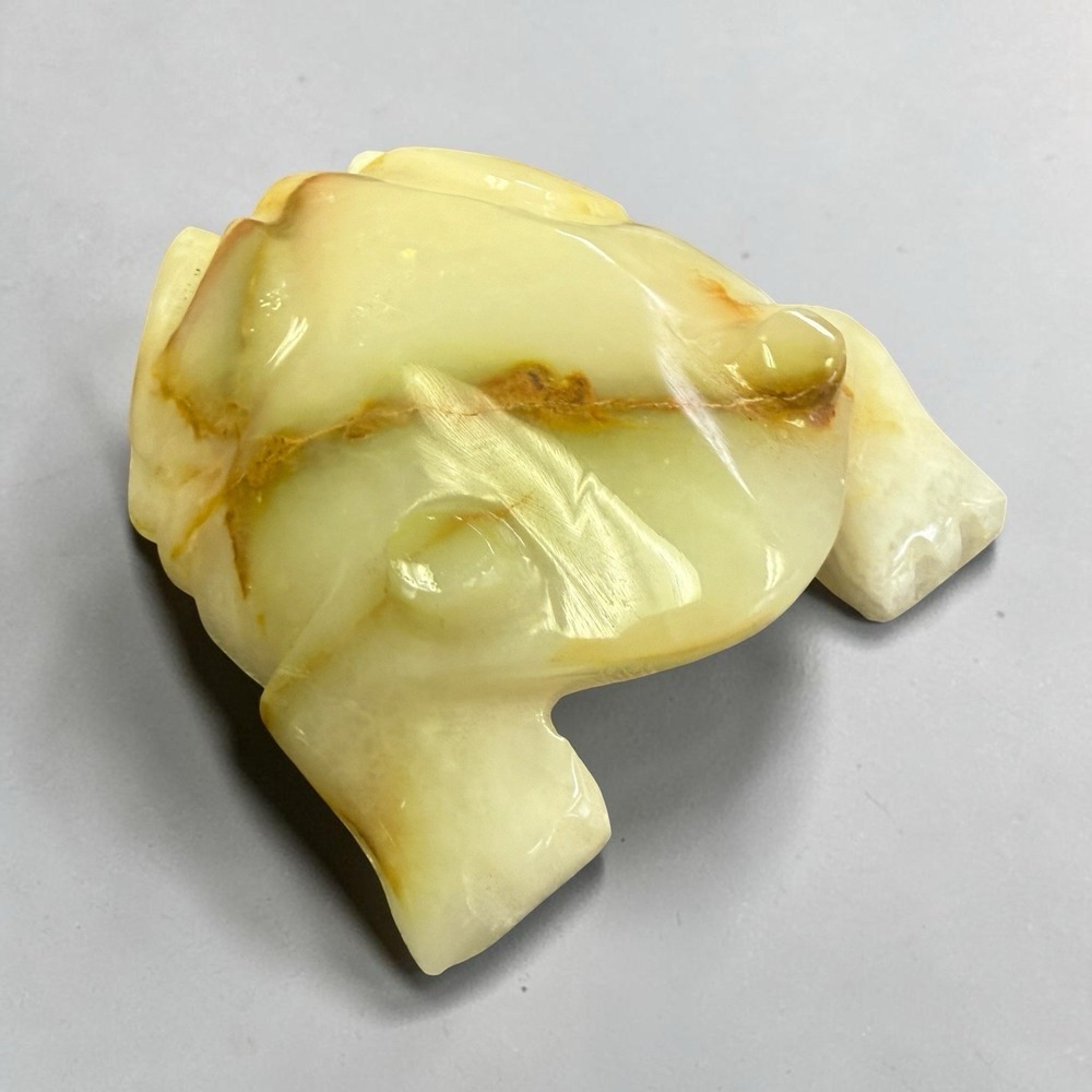 Vintage 4.25" Green Onyx Agate Marble Hand Carved Polished Frog Toad Paperweight